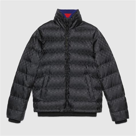 gucci gg jacquard quilted nylon jacket|Gucci black diamond quilted coat.